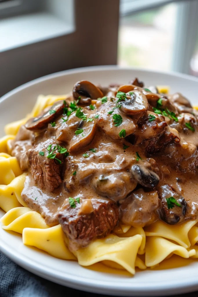 Beef Stroganoff with Egg Noodles