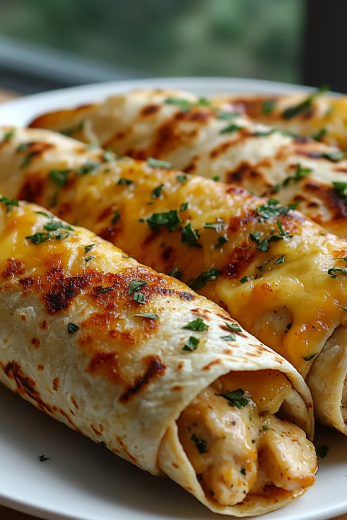Cheesy Garlic Chicken Wraps