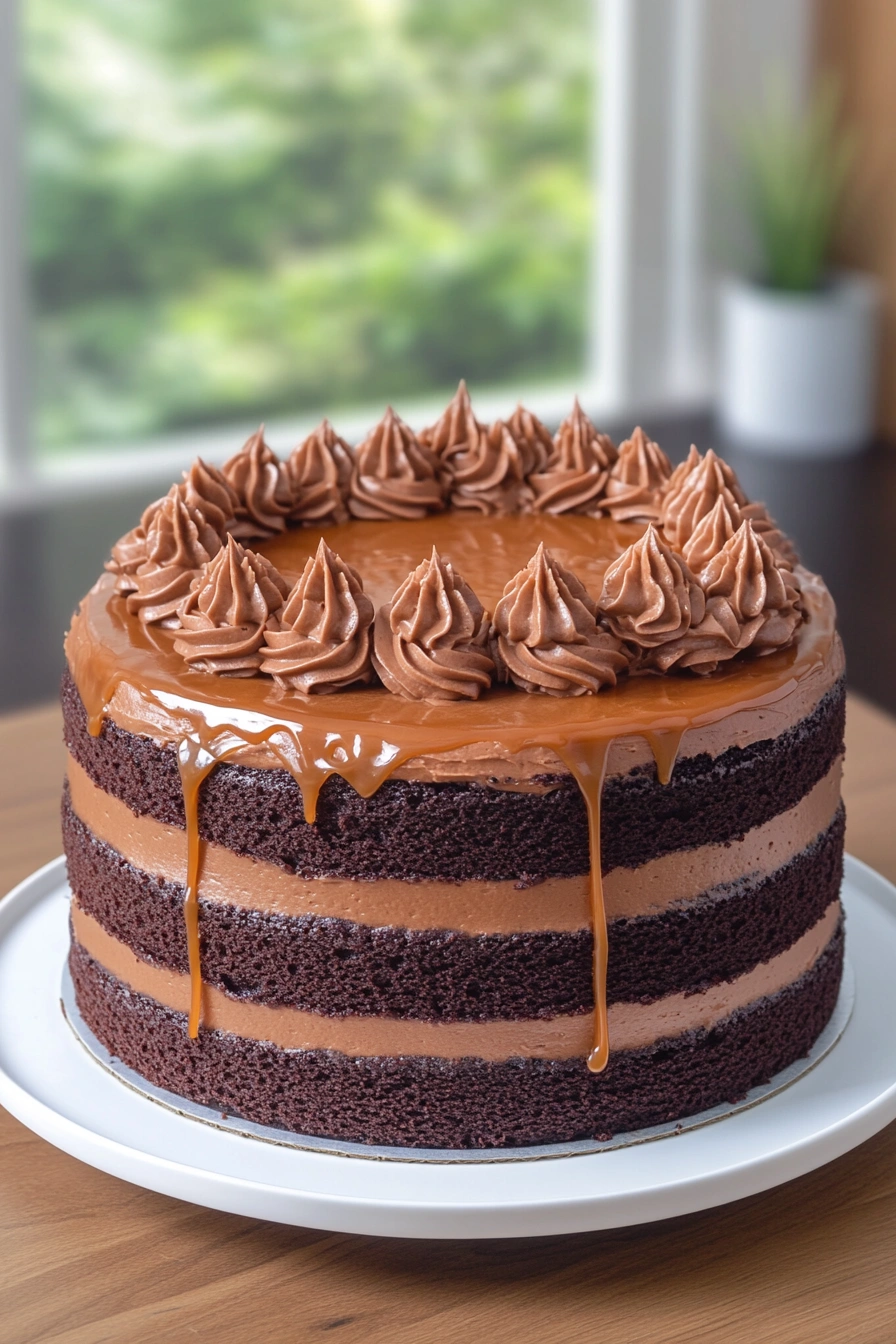 Chocolate Fudge Birthday Cake with Salted Caramel