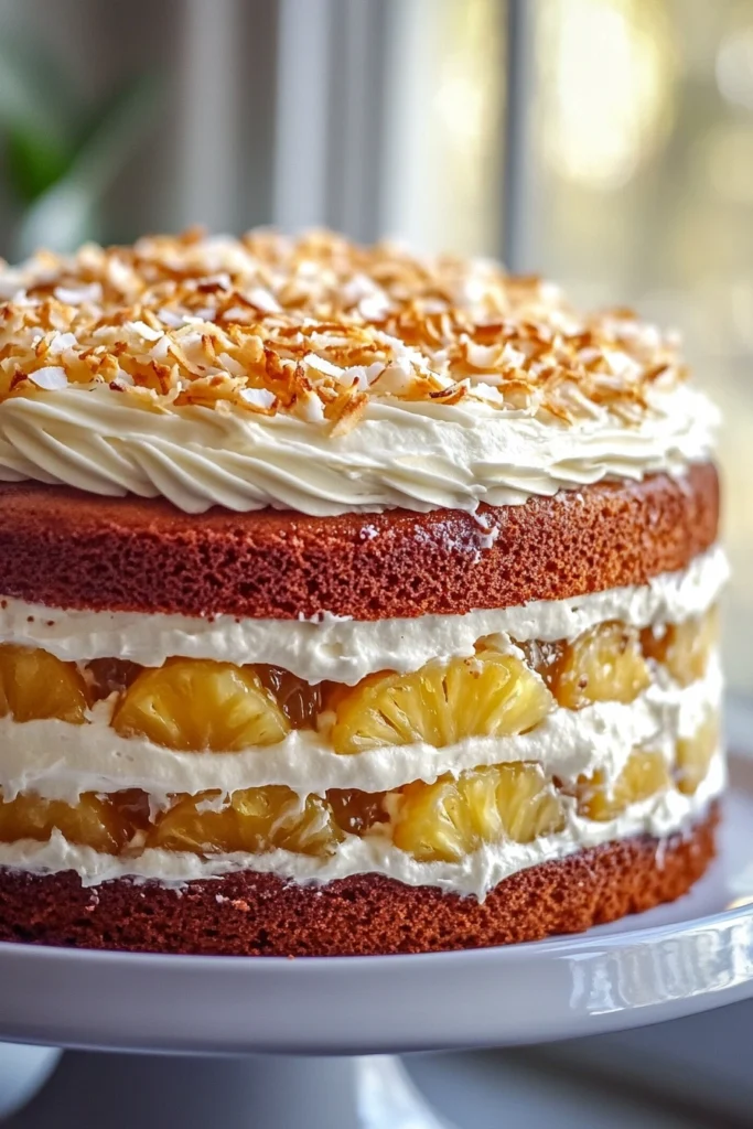 Coconut and Pineapple Birthday Cake with Toasted