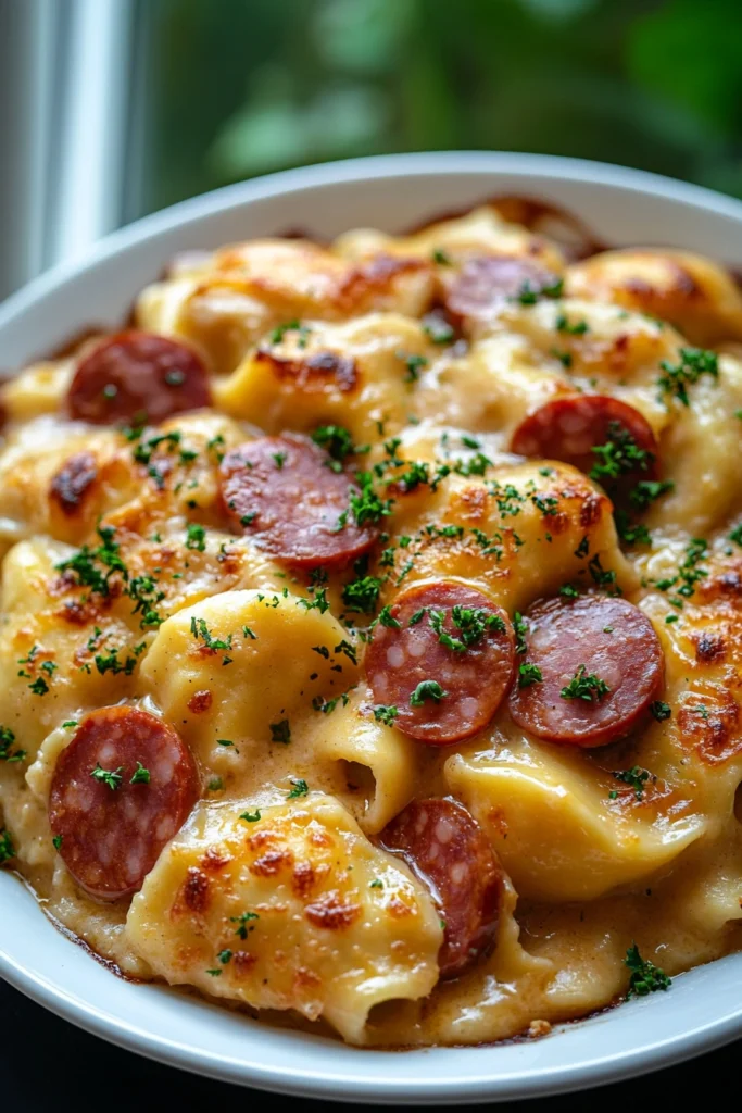 Crockpot Pierogi Casserole With Kielbasa