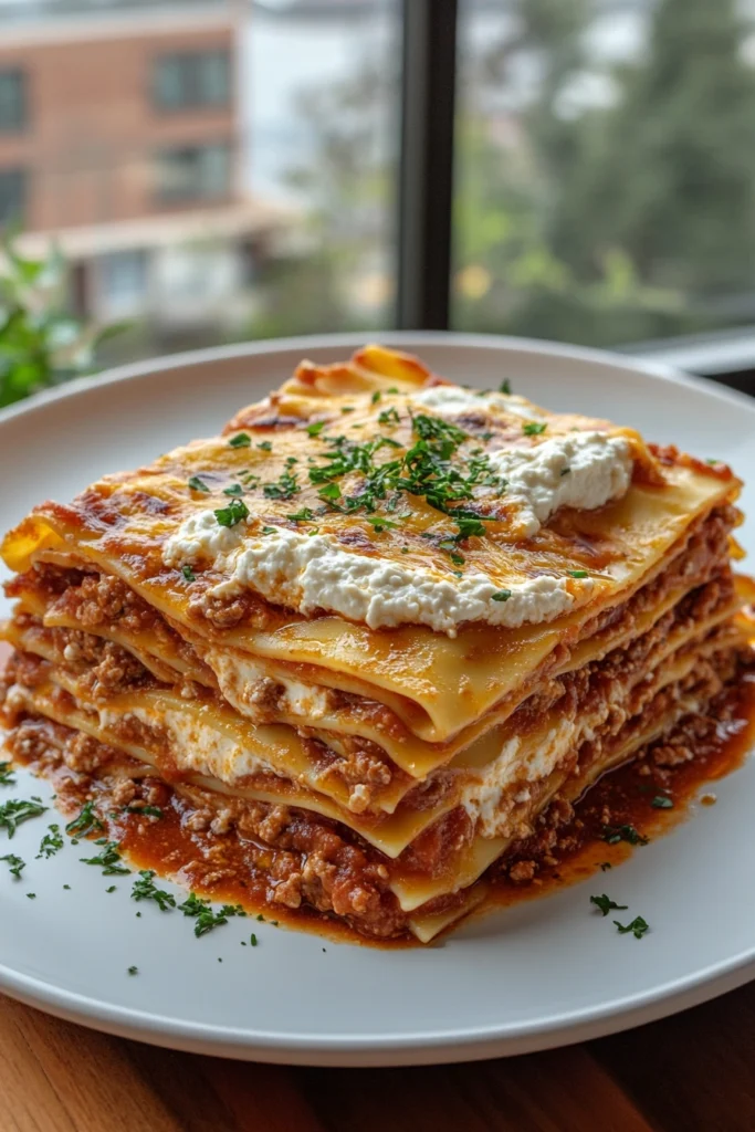 Lasagna with Ricotta and Meat Sauce