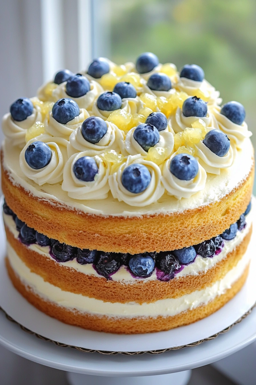 Lemon Blueberry Birthday Cake with Zesty Lemon Curd