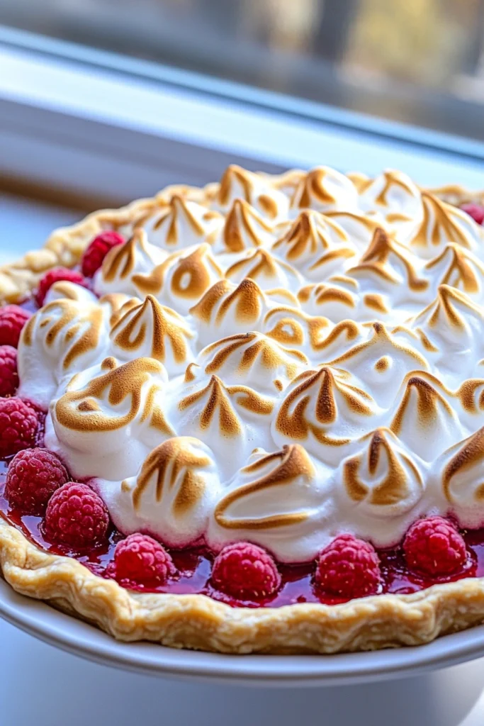 Lemon Raspberry Meringue Pie