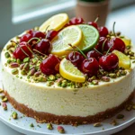 Pistachio and Cherry Cheesecake with Lemon and Lime