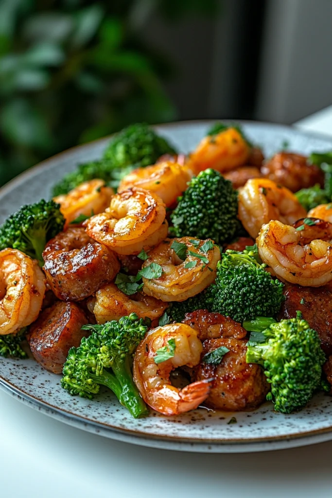 Shrimp and Sausage with Broccoli