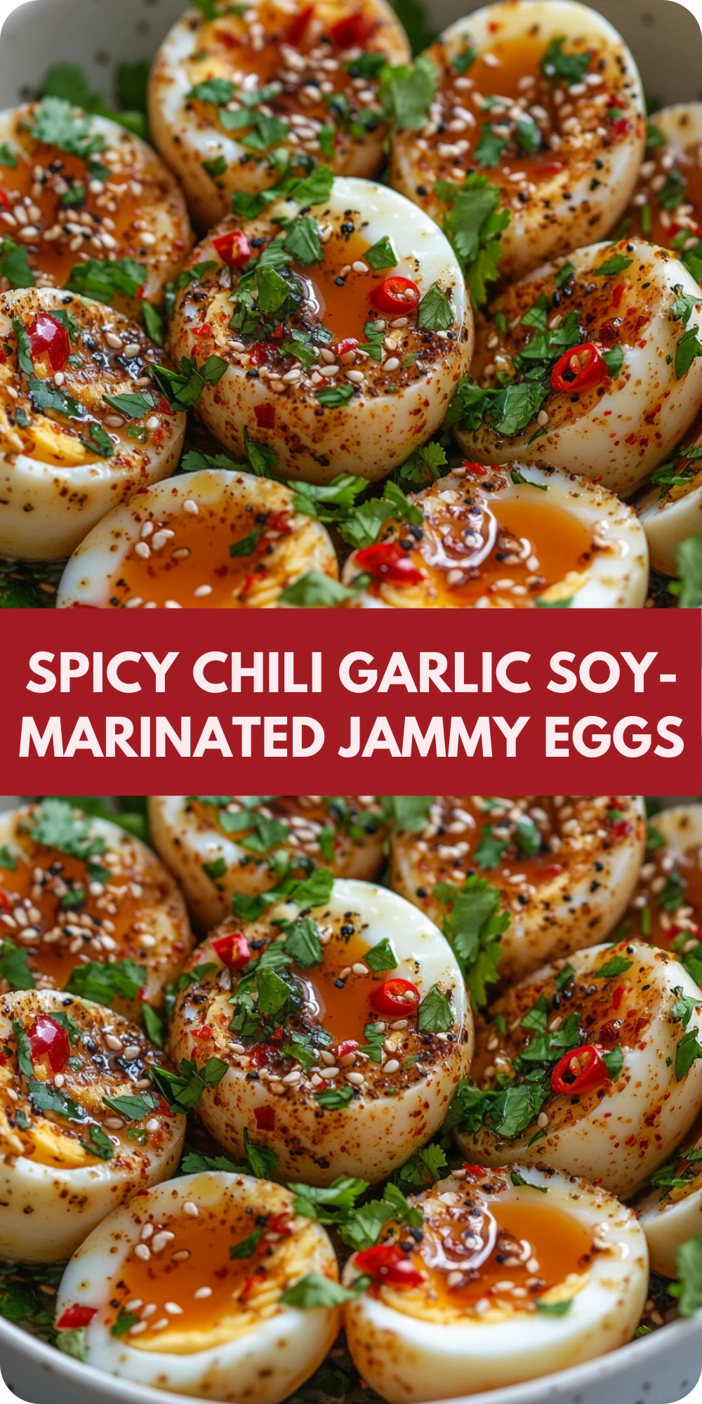 Spicy Chili Garlic Soy-Marinated Jammy Eggs