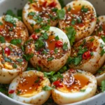 Spicy Chili Garlic Soy-Marinated Jammy Eggs