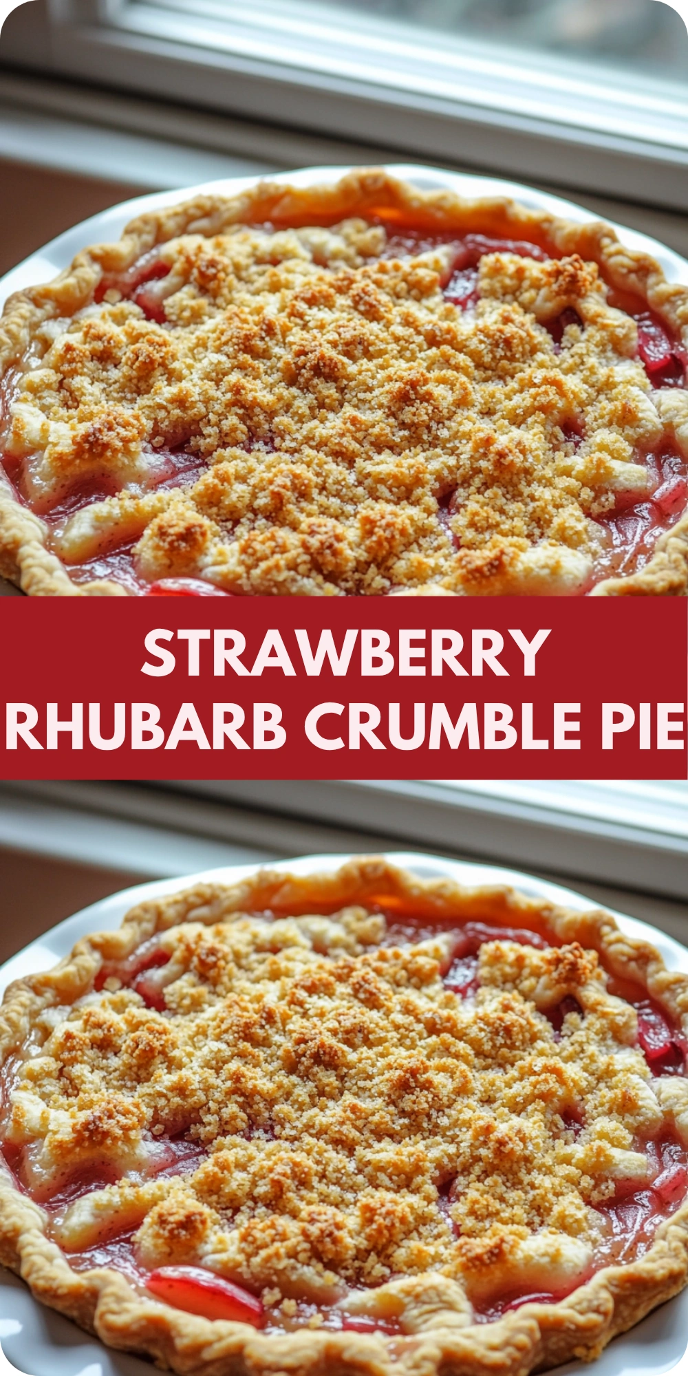 Strawberry Rhubarb Crumble Pie