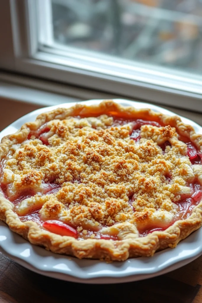 Strawberry Rhubarb Crumble Pie