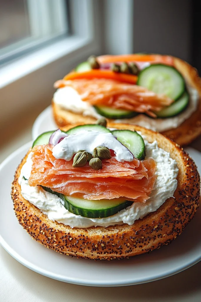 A Bagel Sandwich with Cream Cheese