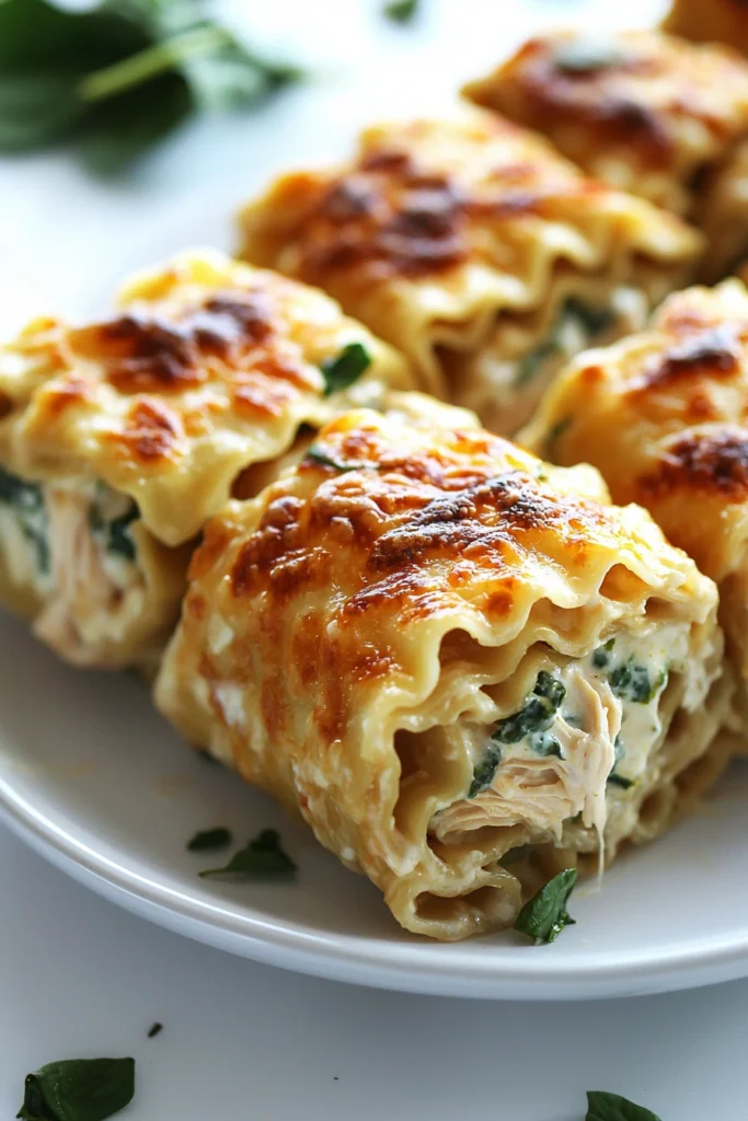 Chicken Alfredo Lasagna Rolls