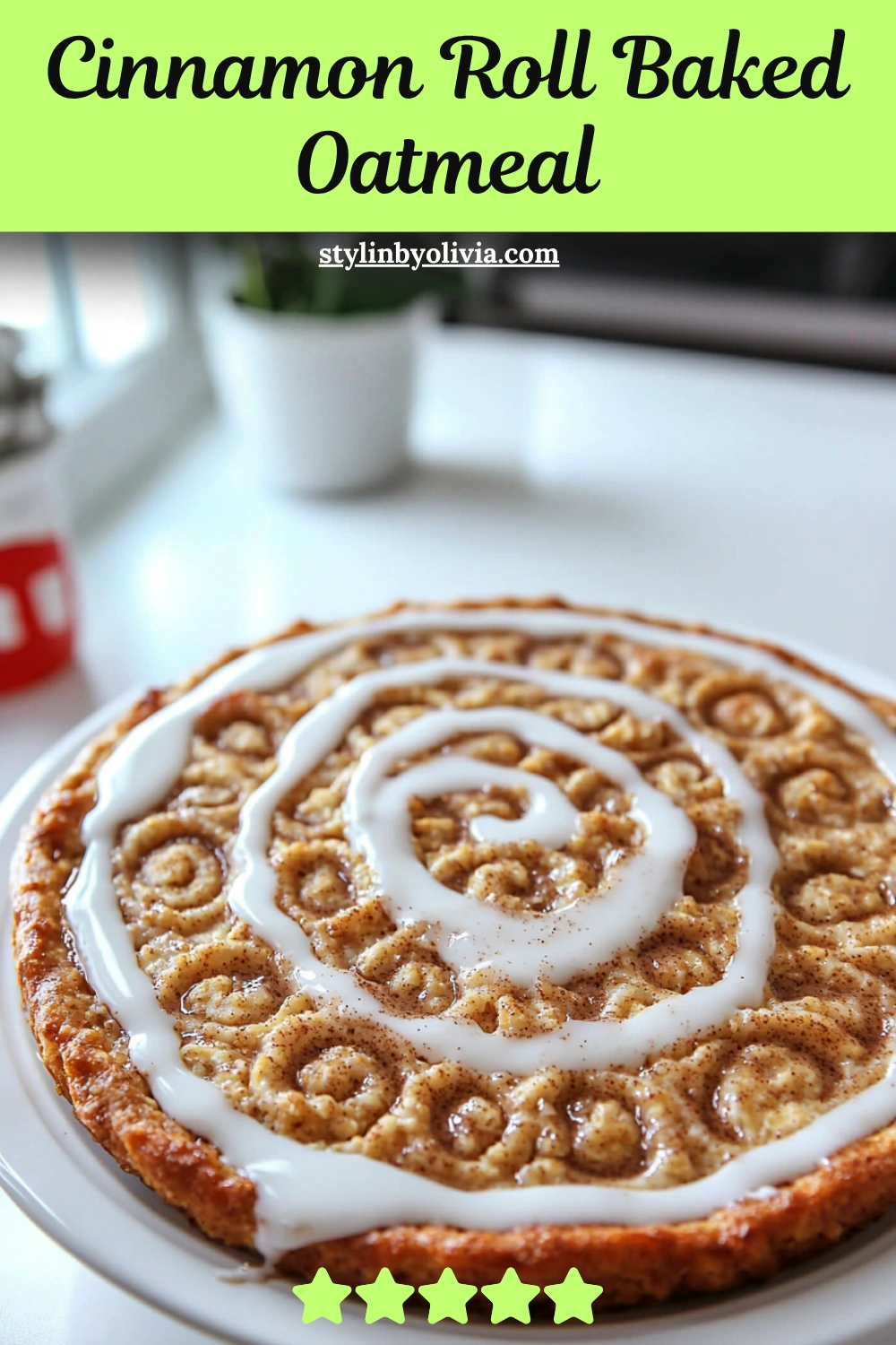 High-Protein Cinnamon Roll Baked Oatmeal