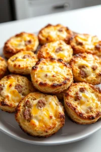 Keto Sausage Cheddar Biscuits