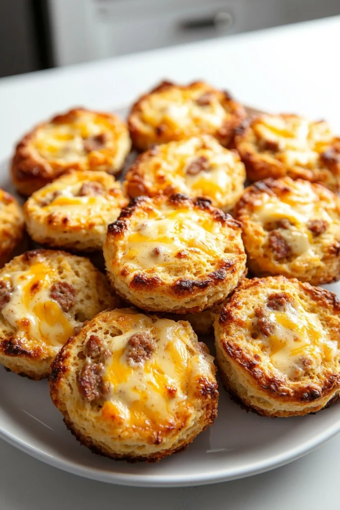 Keto Sausage Cheddar Biscuits