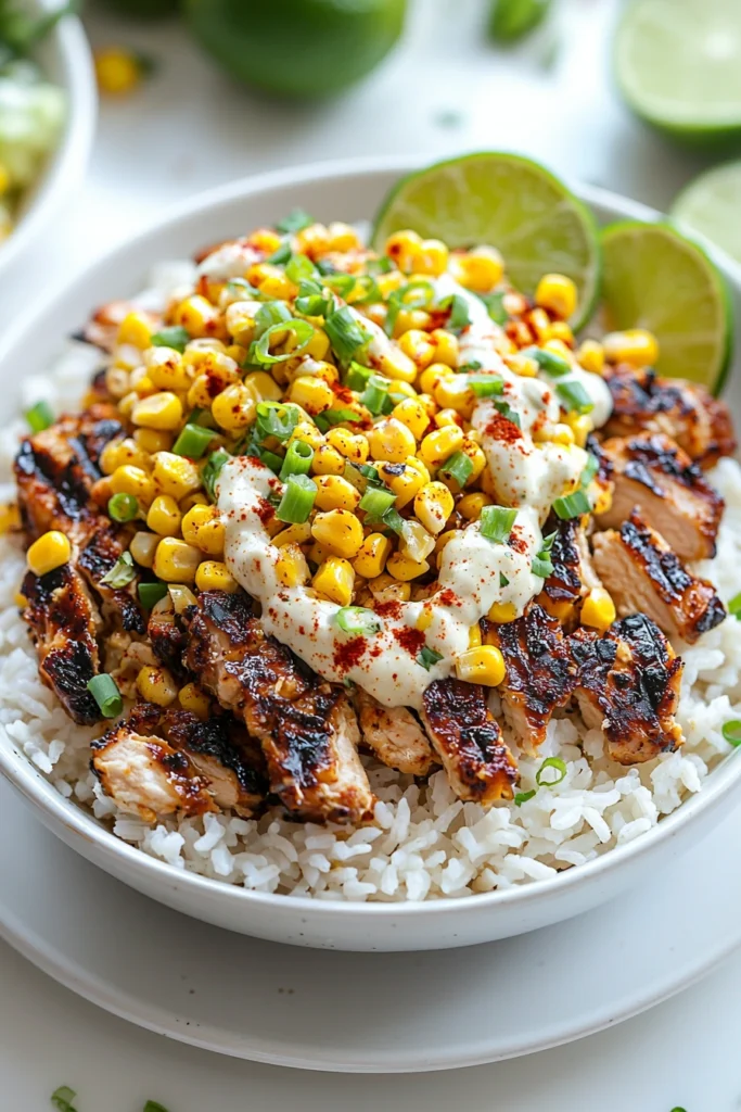Loaded Street Corn Chicken Rice Bowl