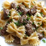 Garlic Butter Bowtie Pasta with Beef