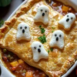 Halloween Pot Pie with Ghost Pastry Toppers