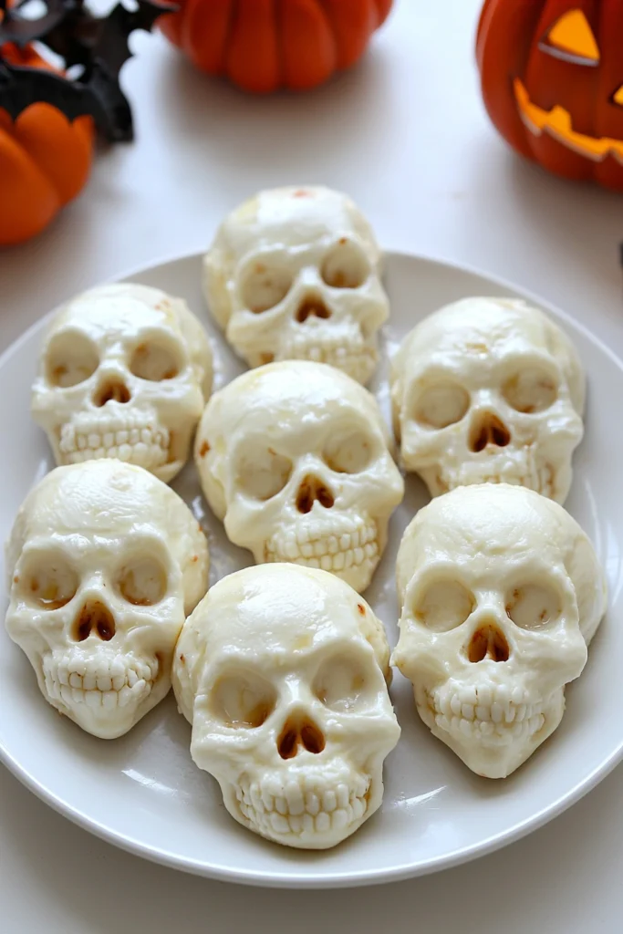 Spooky Mozzarella Skulls