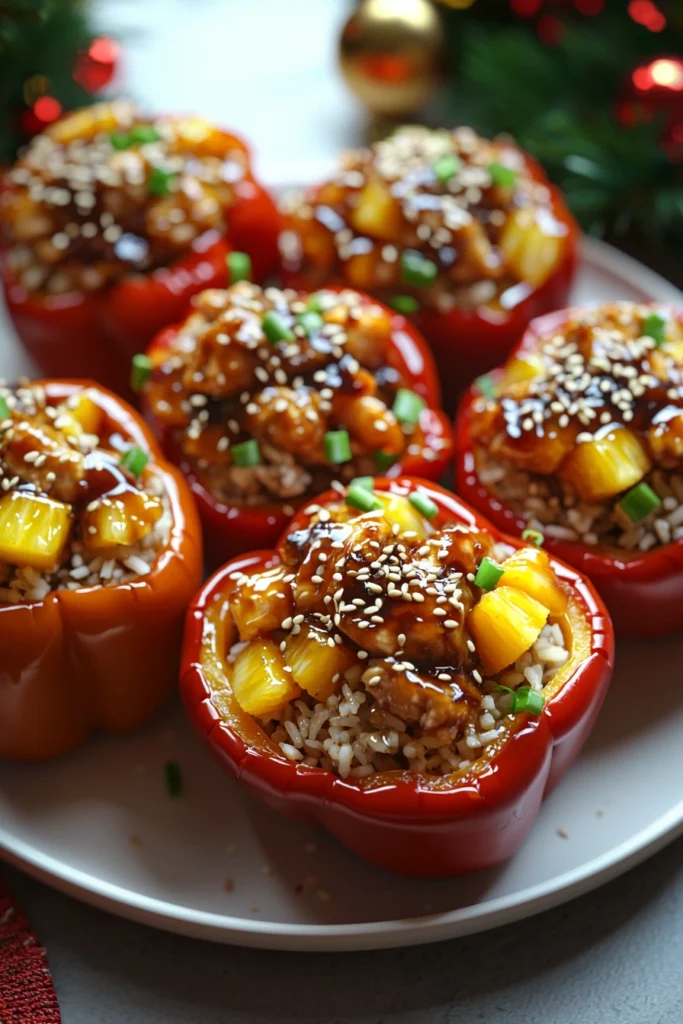 Teriyaki Pineapple Chicken Stuffed Peppers