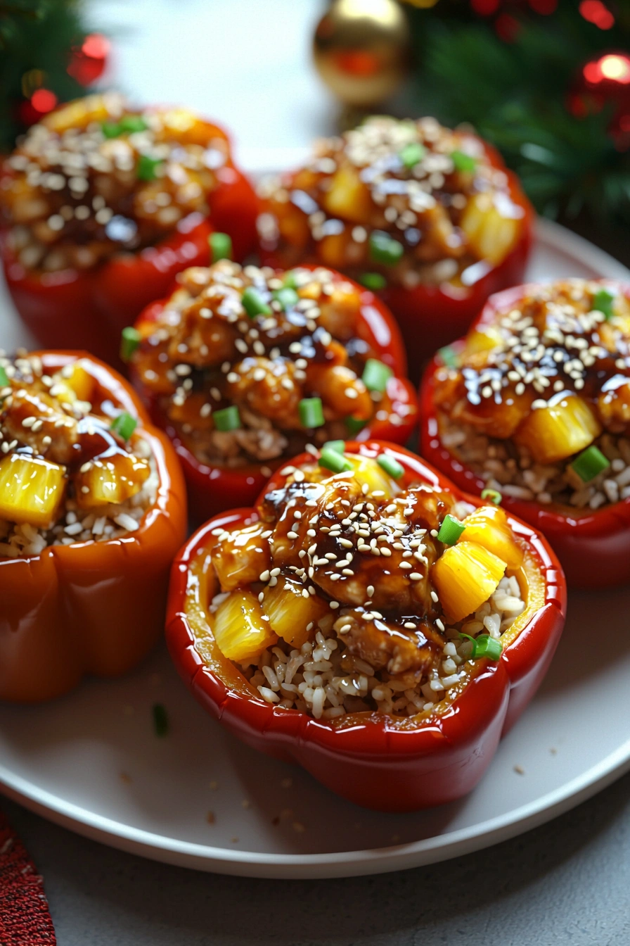 Teriyaki Pineapple Chicken Stuffed Peppers